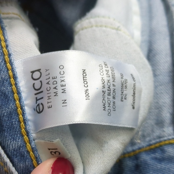 Anthropology Etica Stanton Wide leg/cuff cotton Denim relaxed fit Jeans 31 - Picture 5 of 11